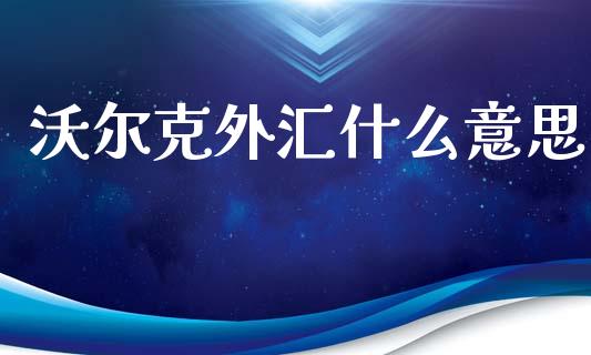 沃尔克外汇什么意思_https://cj004.lansai.wang_债券资讯_第1张