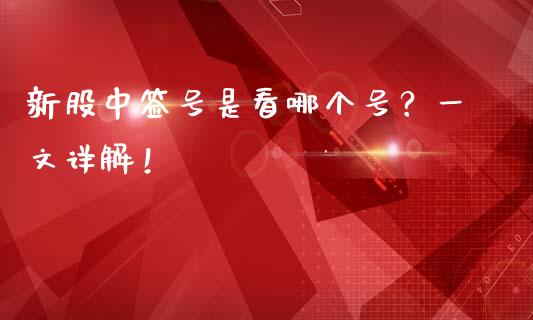 新股中签号是看哪个号？一文详解！_https://cj004.lansai.wang_金融监管_第1张