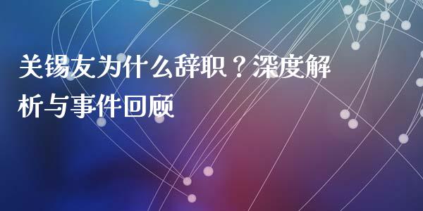 关锡友为什么辞职？深度解析与事件回顾_https://cj004.lansai.wang_金融监管_第1张