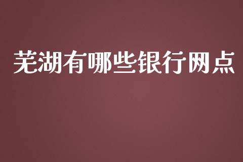 芜湖有哪些银行网点_https://cj004.lansai.wang_全球市场_第1张