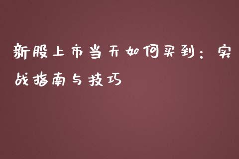 新股上市当天如何买到：实战指南与技巧_https://cj004.lansai.wang_期货开户_第1张