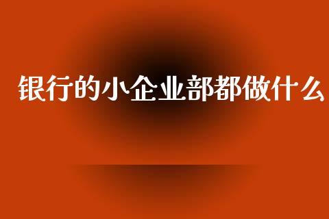 银行的小企业部都做什么_https://cj004.lansai.wang_财经新闻_第1张