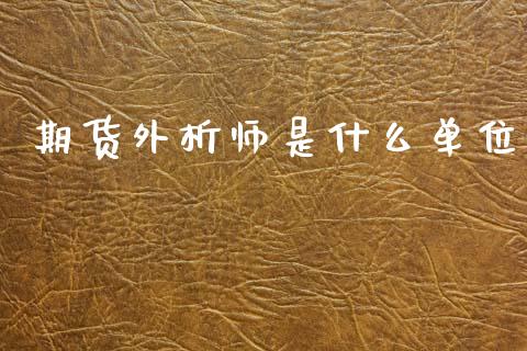 期货外析师是什么单位_https://cj004.lansai.wang_全球市场_第1张