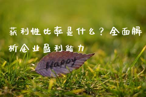 获利性比率是什么？全面解析企业盈利能力_https://cj004.lansai.wang_债券资讯_第1张