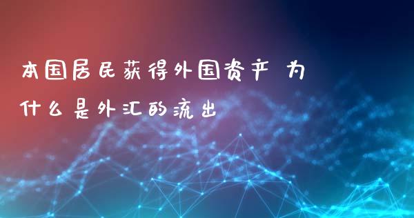 本国居民获得外国资产 为什么是外汇的流出_https://cj004.lansai.wang_财经新闻_第1张