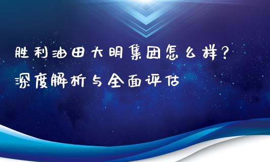 胜利油田大明集团怎么样？深度解析与全面评估_https://cj004.lansai.wang_全球市场_第1张