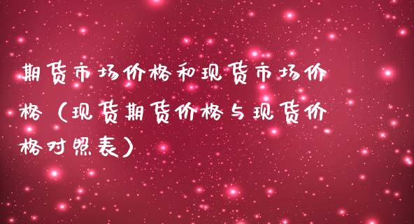 期货市场价格和现货市场价格（现货期货价格与现货价格对照表）_https://cj004.lansai.wang_外汇交易_第1张
