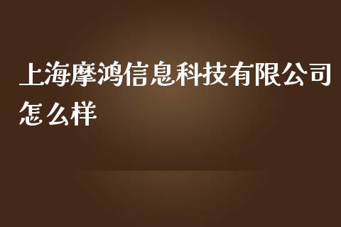 上海摩鸿信息科技有限公司怎么样_https://cj004.lansai.wang_财经新闻_第1张
