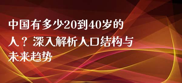 中国有多少20到40岁的人？ 深入解析人口结构与未来趋势_https://cj004.lansai.wang_期货开户_第1张