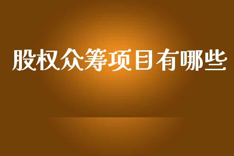 股权众筹项目有哪些_https://cj004.lansai.wang_财经新闻_第1张