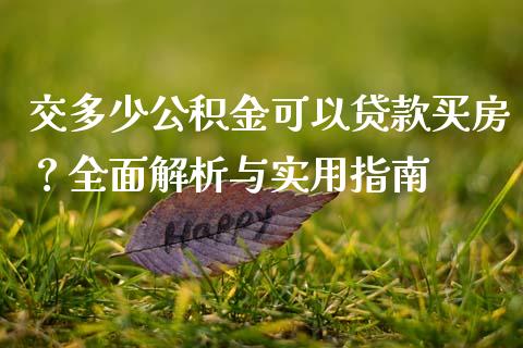 交多少公积金可以贷款买房？全面解析与实用指南_https://cj004.lansai.wang_金融监管_第1张