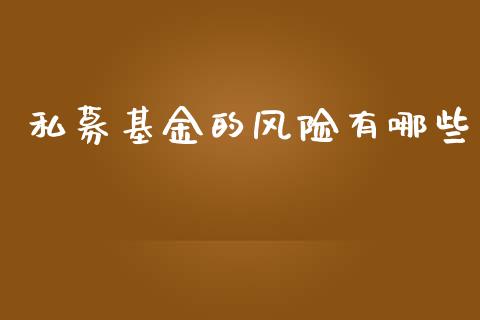 私募基金的风险有哪些_https://cj004.lansai.wang_金融监管_第1张