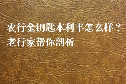 农行金钥匙本利丰怎么样？老行家帮你剖析_https://cj004.lansai.wang_全球市场_第1张