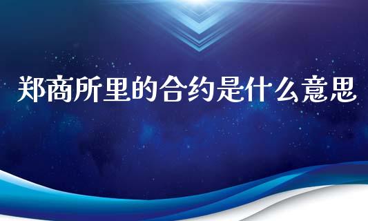 郑商所里的合约是什么意思_https://cj004.lansai.wang_债券资讯_第1张