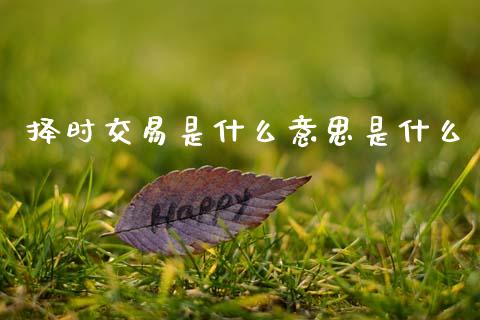 择时交易是什么意思是什么_https://cj004.lansai.wang_债券资讯_第1张
