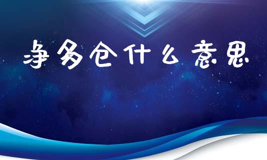 净多仓什么意思_https://cj004.lansai.wang_金融监管_第1张