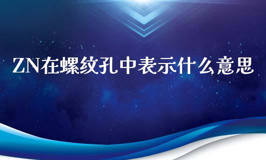 ZN在螺纹孔中表示什么意思_https://cj004.lansai.wang_财经新闻_第1张