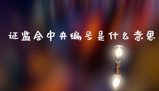 证监会中央编号是什么意思_https://cj004.lansai.wang_全球市场_第1张