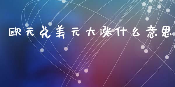 欧元兑美元大涨什么意思_https://cj004.lansai.wang_财经新闻_第1张