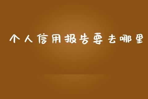 个人信用报告要去哪里_https://cj004.lansai.wang_外汇交易_第1张