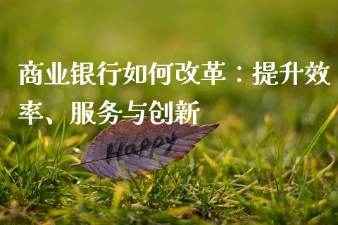 商业银行如何改革：提升效率、服务与创新_https://cj004.lansai.wang_外汇交易_第1张