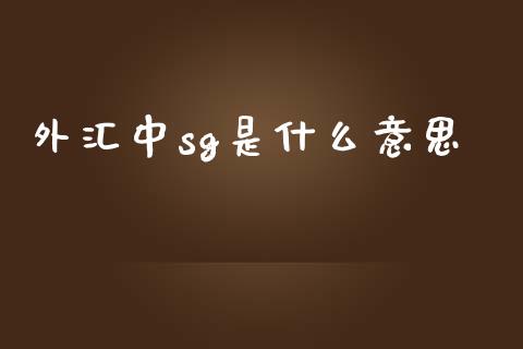 外汇中sg是什么意思_https://cj004.lansai.wang_期货开户_第1张