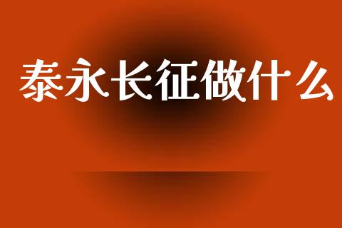 泰永长征做什么_https://cj004.lansai.wang_财经新闻_第1张