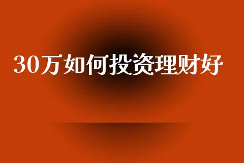 30万如何投资理财好_https://cj004.lansai.wang_金融监管_第1张