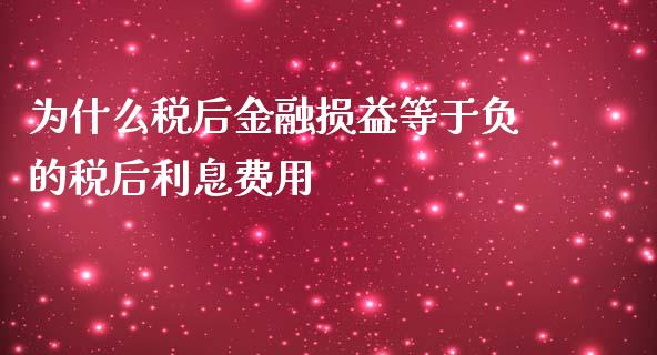 为什么税后金融损益等于负的税后利息费用_https://cj004.lansai.wang_财经新闻_第1张