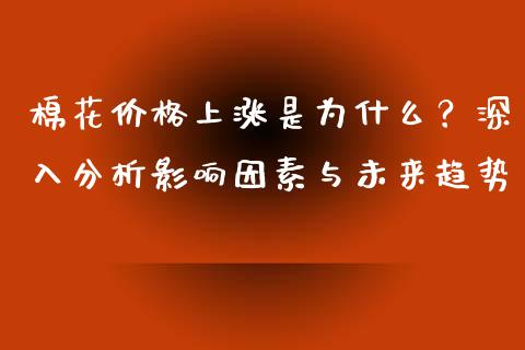 棉花价格上涨是为什么？深入分析影响因素与未来趋势_https://cj004.lansai.wang_期货开户_第1张