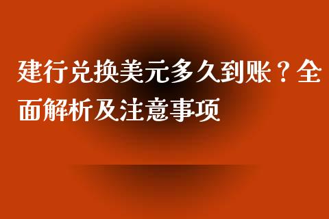 建行兑换美元多久到账？全面解析及注意事项_https://cj004.lansai.wang_金融监管_第1张