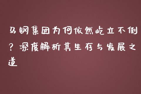 马钢集团为何依然屹立不倒？深度解析其生存与发展之道_https://cj004.lansai.wang_金融监管_第1张