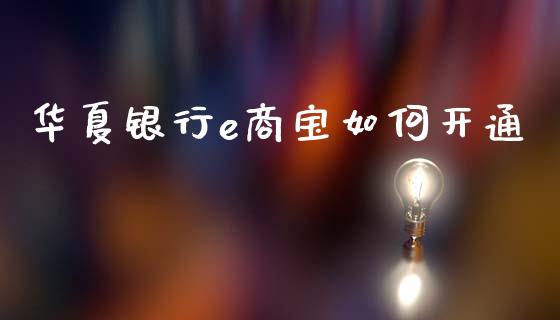华夏银行e商宝如何开通_https://cj004.lansai.wang_期货开户_第1张