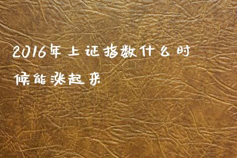 2016年上证指数什么时候能涨起来_https://cj004.lansai.wang_外汇交易_第1张