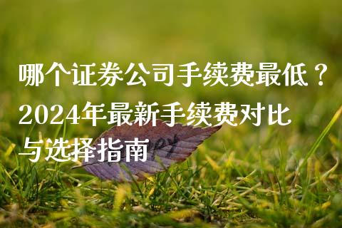 哪个证券公司手续费最低？2024年最新手续费对比与选择指南_https://cj004.lansai.wang_金融监管_第1张
