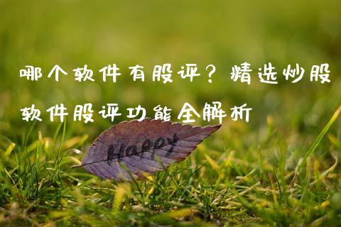 哪个软件有股评？精选炒股软件股评功能全解析_https://cj004.lansai.wang_债券资讯_第1张