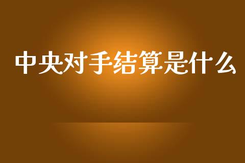 中央对手结算是什么_https://cj004.lansai.wang_债券资讯_第1张