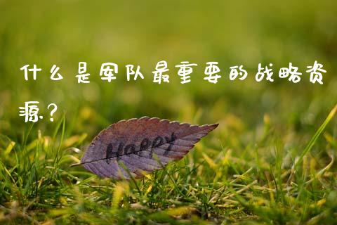 什么是军队最重要的战略资源？_https://cj004.lansai.wang_财经新闻_第1张