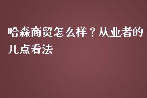 哈森商贸怎么样？从业者的几点看法_https://cj004.lansai.wang_债券资讯_第1张