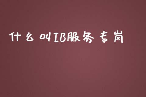 什么叫IB服务专岗_https://cj004.lansai.wang_全球市场_第1张