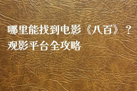 哪里能找到电影《八百》？观影平台全攻略_https://cj004.lansai.wang_期货开户_第1张