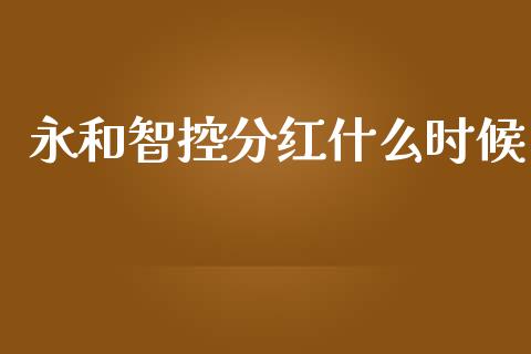 永和智控分红什么时候_https://cj004.lansai.wang_财经新闻_第1张