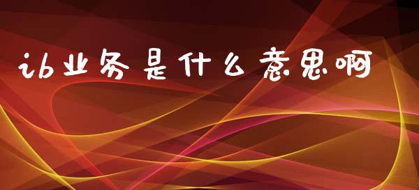 ib业务是什么意思啊_https://cj004.lansai.wang_债券资讯_第1张