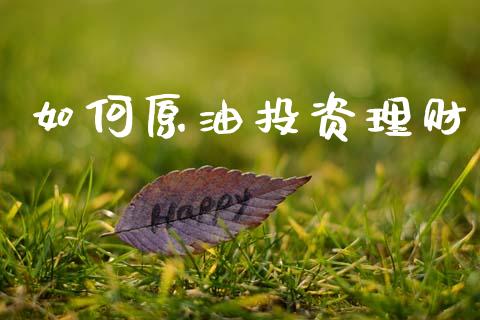 如何原油投资理财_https://cj004.lansai.wang_全球市场_第1张