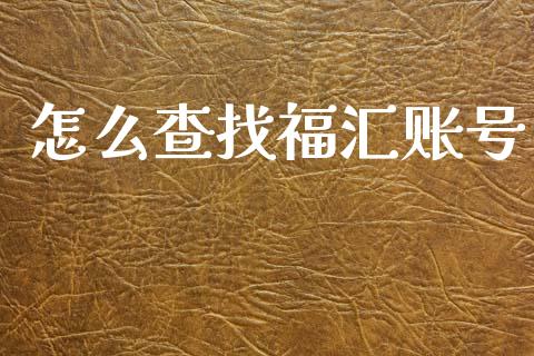 怎么查找福汇账号_https://cj004.lansai.wang_全球市场_第1张
