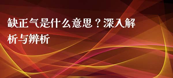 缺正气是什么意思?深入解析与辨析_债券资讯_第1张_期货开户_金融监管_外汇交易_债券资讯_全球市场_财经新闻 缺正气是什么意思?深入解析与辨析_https://cj004.lansai.wang_债券资讯_第1张