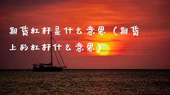 期货杠杆是什么意思（期货上的杠杆什么意思）_https://cj004.lansai.wang_期货开户_第1张