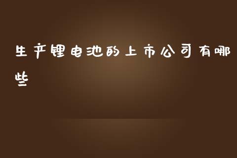 生产锂电池的上市公司有哪些_https://cj004.lansai.wang_金融监管_第1张