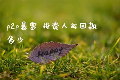 p2p暴雷 投资人能回款多少_https://cj004.lansai.wang_全球市场_第1张