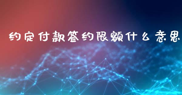 约定付款签约限额什么意思_https://cj004.lansai.wang_财经新闻_第1张
